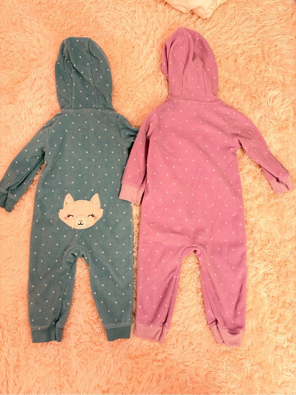 Carter's Purple and blue Hooded Baby Rompers Set - Picture 2 of 3